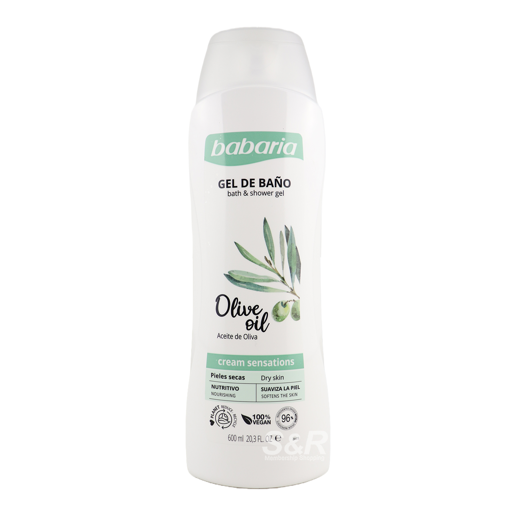 Babaria Bath and Shower Gel Olive Oil Cream Sensations 600mL Babaria Bath and Shower Gel Olive Oil Cream Sensations 600mL